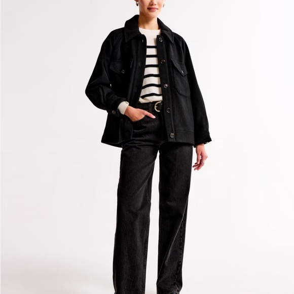 Abercrombie & Fitch Black Utility Jacket Wool Blend New with Tags - Picture 4 of 10